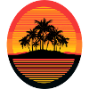 Sunset Island Palm Trees Silhouette