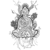 Tranzending Buddha meditating hand-drawn