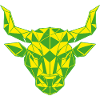 Signe géométrique de Taureau jaune vert