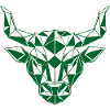 Geometric Bull Head Green Polygon