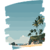 Sunset beach with palm trees