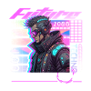Neon Cyberpunk Fahrradfahrer