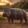 Hippopotamus in sunset safari