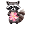 Kuschel Waschbär mit Blume
