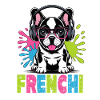 Frenchi French Bulldog With Headphones
