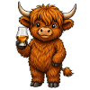 Highland Cattle with Whisky Glass