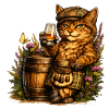 Scottish wildcat with whisky barrel