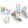 Wanderschuhe mit Blumen