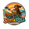 Surf & Roll Dachshund with Surfboard