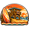 Beach Lifeguard Sunset Surfboard