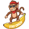 Reste fou, singe sur banane