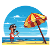 Strandgesang unter Sonnenschirm