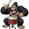 Gorilla am Schlagzeug Trommel