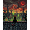 Midnight Rooftop Cat in Witch Town