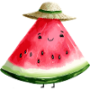 Kawaii Watermelon with Sun Hat