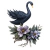 Black Swan with Lilac Flowers