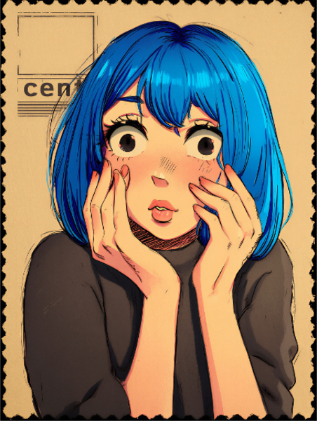 Blue Haired Surprise Portrait