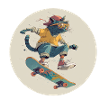 Skateboard Cat in Retro Vibe