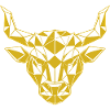 Tête de taureau dorée géométrique