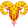 Geometric ram's head yellow red