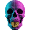 Bitcoin Skull Wireframe Design Cyan Magenta