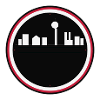 Black and red urban silhouette