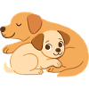 Cute dogs cuddle: Small & big dog