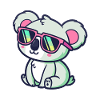 Koala Kawaii sitzende pinke Brille