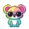 Rainbow Neon Koala with Glasses