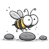 Little bee over stones