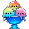 Regenbogen Eis-Trio in Schale