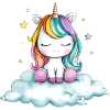 Regenbogen Einhorn auf Wolke