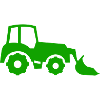 Tracteur vert avec silhouette de charrue