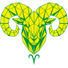 Geometric ram's head yellow-green