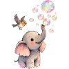 Baby elephant blows bubbles with bird 🐘 🐦
