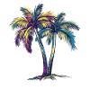 Rainbow Palm Trees Tropical Dream