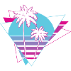 Neon Palm Trees Retro Scene