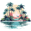 Tropical island at sunset