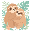 Cuddling sloths in jungle design