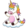 Regenbogen-Einhorn auf der Wolke