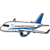 Airplane Cartoon Blue White