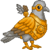 Pigeon steampunk en armure pixel