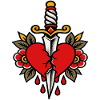 Heart Pierced Dagger Tattoo Style