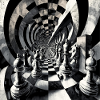 Chess spiral in black and white