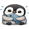 Pingouin câlin avec poisson