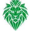 Geometric Green Lion Head