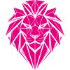 Geometric lion in magenta
