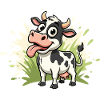 Cow cartoon on grass