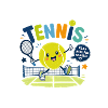 Cheerful tennis ball cartoon style