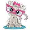 Kitten with Pink Glasses and Bow